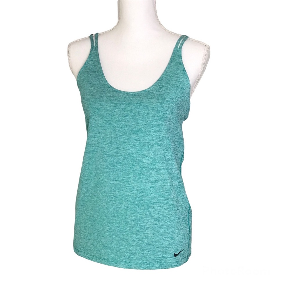 Nike Training Dri-FIT Heather Teal Green Strappy Athletic Tank Top Size Medium